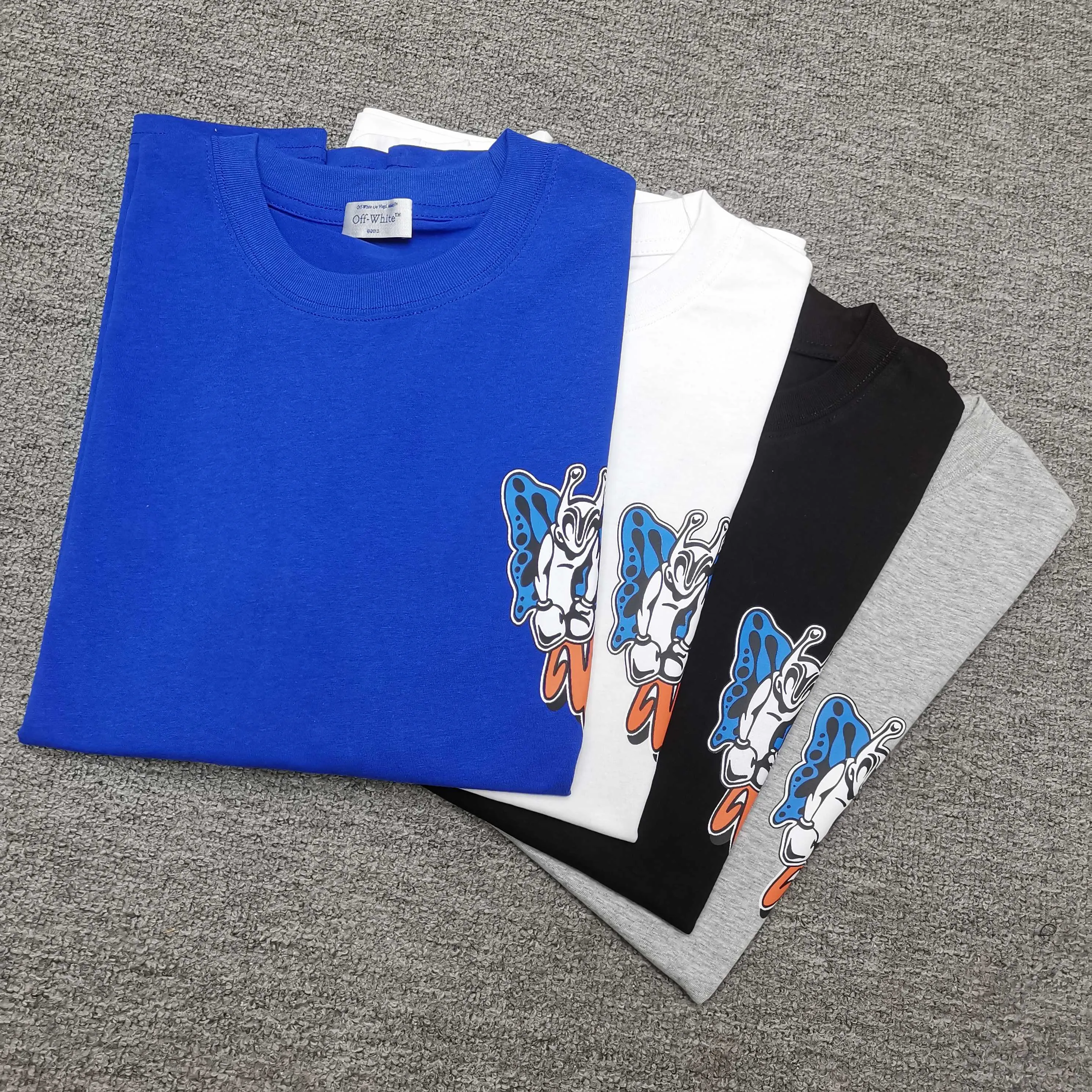 Off white top version, new loose short-sleeved T-shirt Color: Black White Blue Gray Size: S M L XL P240